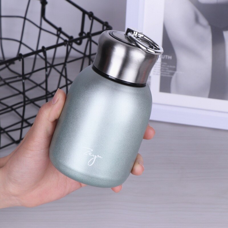 Termo portátil de 300ML con filtro, taza térmica de acero inoxidable, taza de café, botella de agua de viaje,: Verde claro