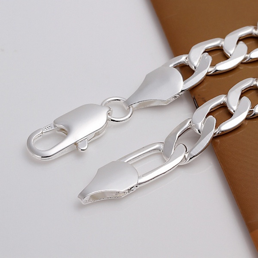 Wunderschönes silberfarbenes schmuckset mit anhängern für damen und herren , 12-6mm armbänder, edel und schön gestempelt,  h163 glieder