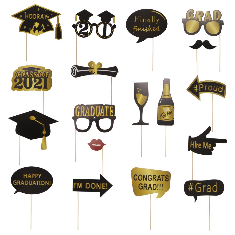 18pcs 2021Graduation Party Shooting Props Party Photography Props Photo Supplies