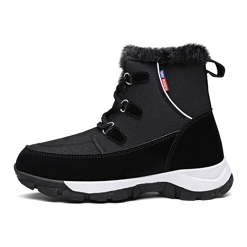 Nouvelles femmes bottes imperméable neige baskets femme en peluche bottes d'hiver femmes cheville Botas Mujer hiver chaussures femme grande taille 42: black / 40