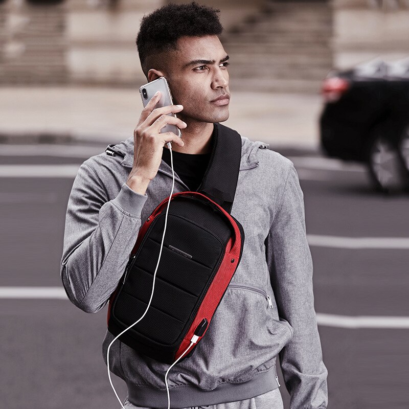 OZUKO sacs à bandoulière imperméables hommes poitrine Pack homme sac à bandoulière grande capacité Oxford poitrine sacs USB sacs de charge pour hommes