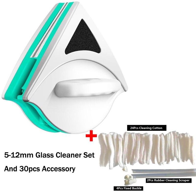 Dobbeltsidet magnetisk vinduespudser børste glasrengøring husholdningsvaskvinduer viskermagnetglasrensere til vask af vinduer: 5mm-12mm og gave