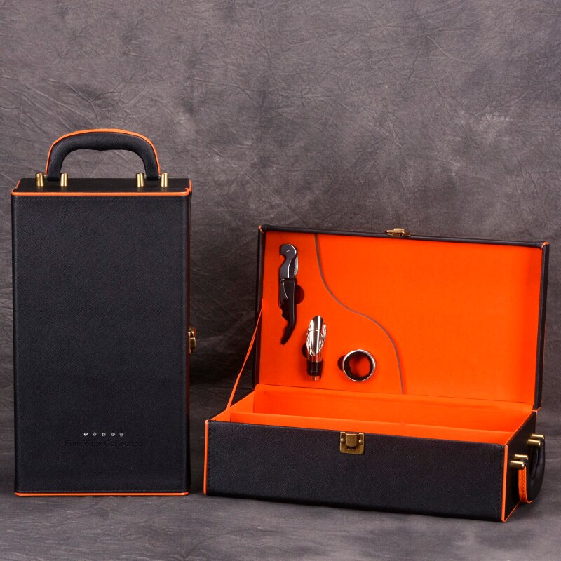 Hoogwaardige Rode Wijn Cadeau Verpakking Doos Enkele Fles Met Cocktail Set Wijn Set Beste Cadeau Pakket Kerst Decoratie