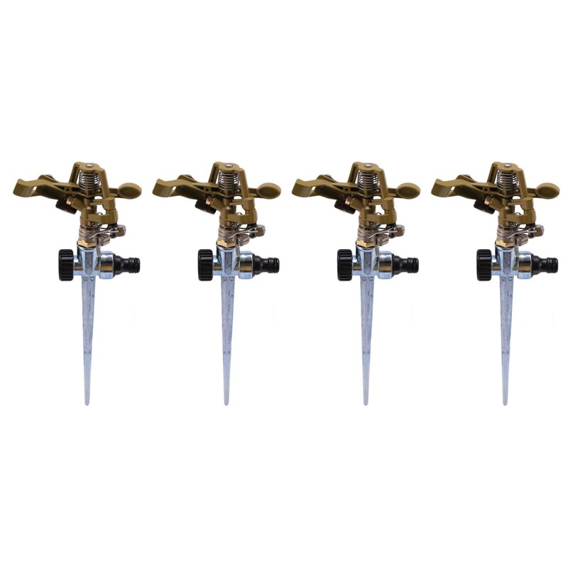 4X 360 Degree Rotary Irrigation Sprayer Sprinkler For Lawn Garden Yard Golf Grass Metal Impulse Spike Hose Water Sprayer: Default Title