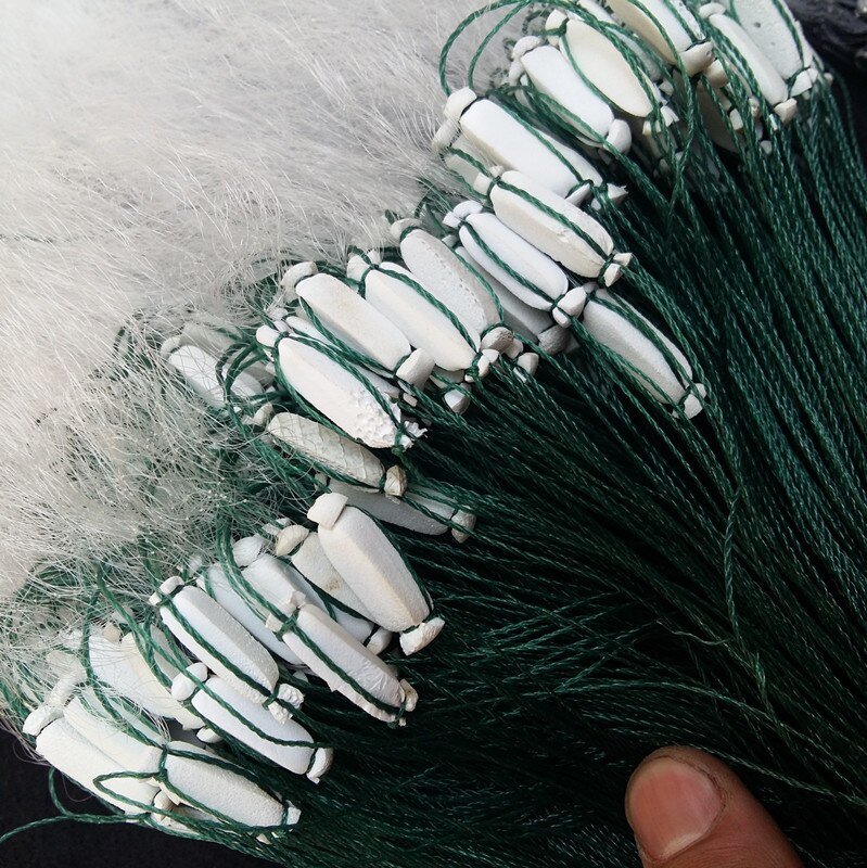 8Mx0.8M Clear Green White Fishing Net with Float Fish Trap Monofilament Small Mesh Gill Nylon Fish Net Accessory