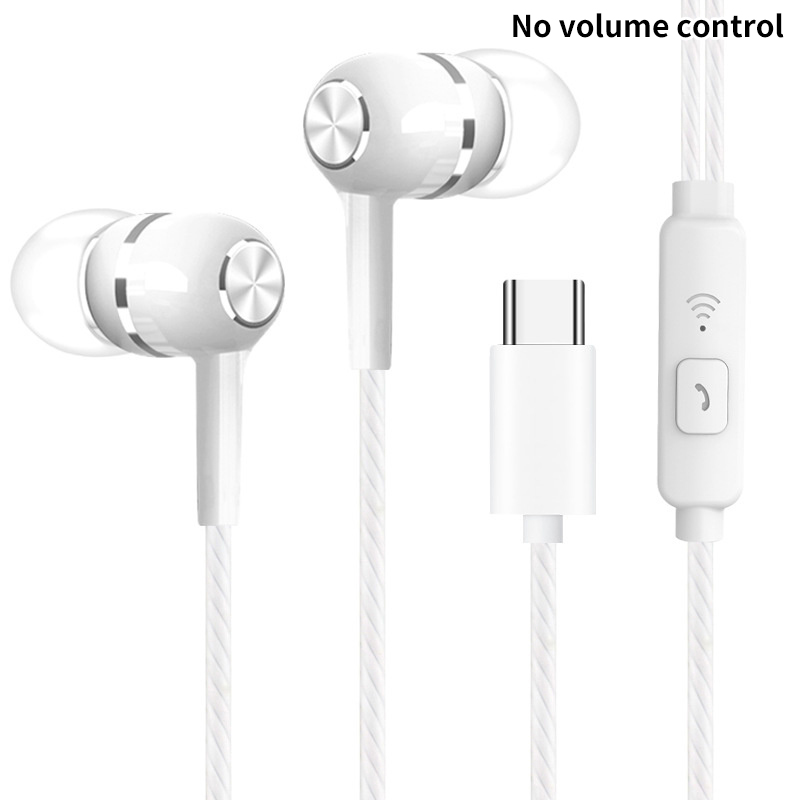 Mobile Phone Wired Headphones In-ear Simple With Mic TYPE-C Silicone Ear Tips Business Wired Headset Heavy Bass Music Earphone