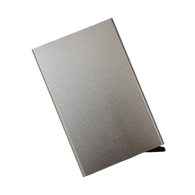 Women Rfid Wallet Metal Case Aluminum Double Box Leather Credit Card Holders for Men Slim Anti Protect Travel ID Cardholder: Single box silver