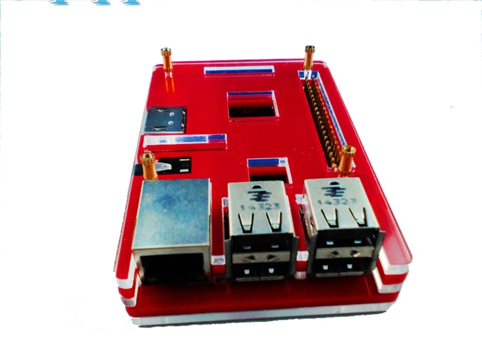 Coque raspberry  pi 3 b+  plus génération, coque 5 couches, couleur jaune, noir, bleu, orange, rouge, envoi avec dissipateur thermique: Rouge