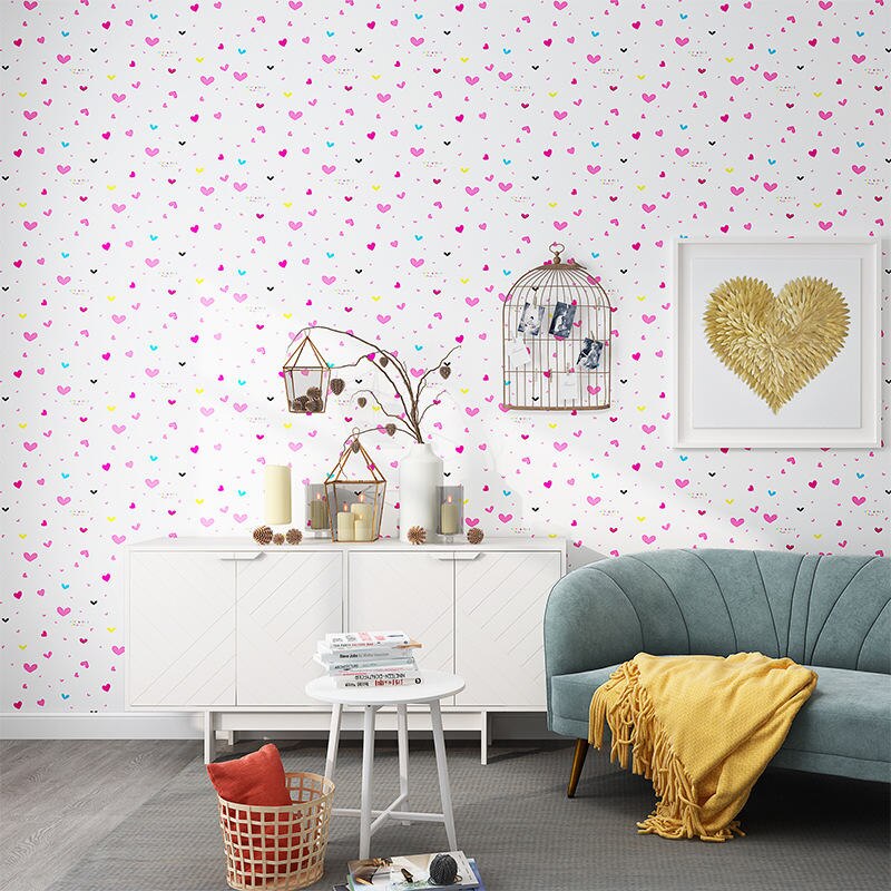 60*100cm Pink Girl Room Wall Stickers Sprinkles Decorative Self Adhesive Wallpaper Flamingo Heart Pattern Kids Baby Room Decor: 4
