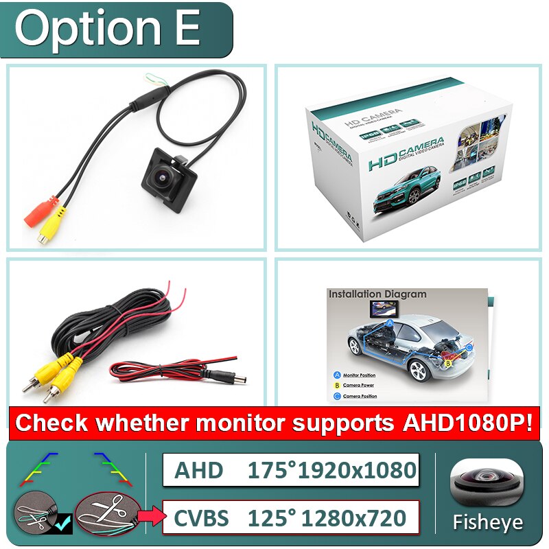 GreenYi 170° 1080P HD AHD Night Vision Vehicle Rear View Reverse Camera For Toyota Land Cruiser Prado LC150 LC 150 Car: E-AHD1080P-175deg