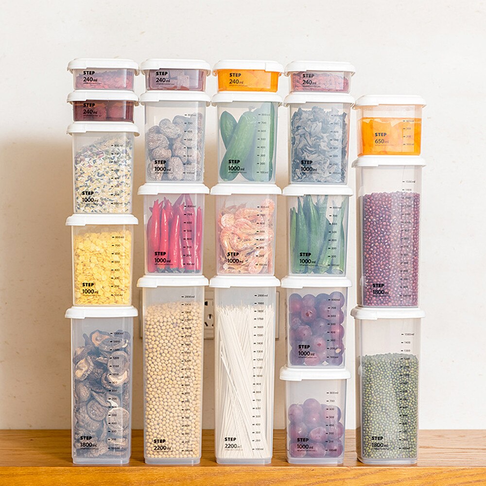 1Pcs Plastic Sealed Cans Kitchen Storage Box Transparent Food Canister Keep Fresh Clear Container Kitchen Storage