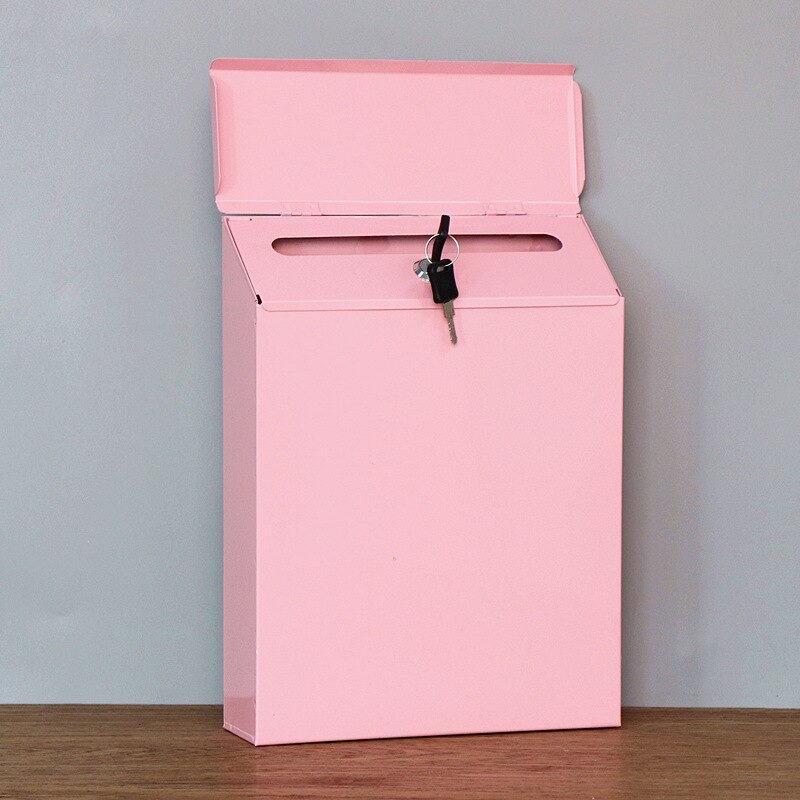 Waterdichte Outdoor Metalen Post Box Brief Mailbox Wall Mounted Afsluitbare 2 Toetsen Mail Box: Pink Blank