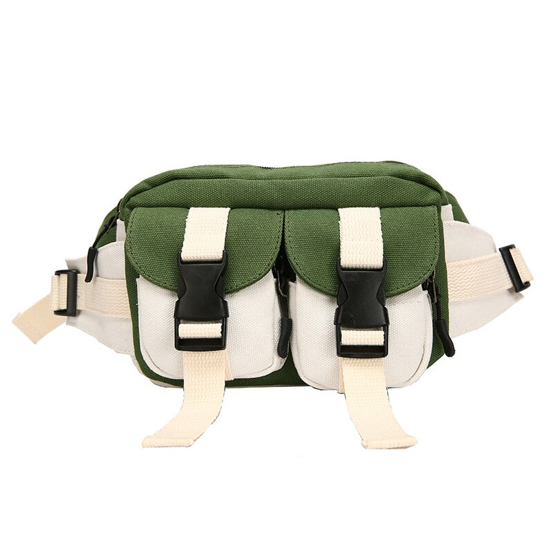 Neue Hüfte hüpfen Taille Tasche Für Frauen Taille Gürtel Taschen Koreanische Harajuku Crossbody Brust Tasche Telefon Pack Multi-tasche kontrast fanny Pack: Grün  Taille Tasche