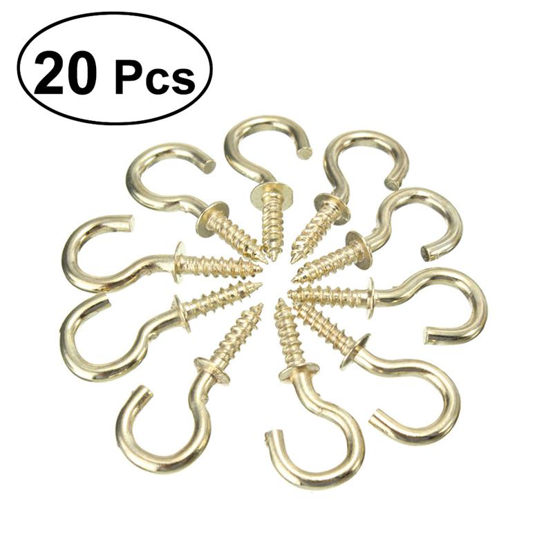 20pcs Heavy Duty Chrome Plated Mug Shouldered Cup Hooks 1.98cm Cup Hooks Hanger Screw-In Ceiling Hooks Home Storage Organization