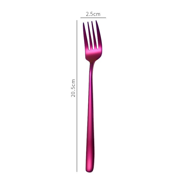 1PC Cake Dessert Forks Stirring Spoons Stainless Steel Colorful Long Handle Coffee Ice Cream Scoop Kitchen Tableware Supplies: Purple fork