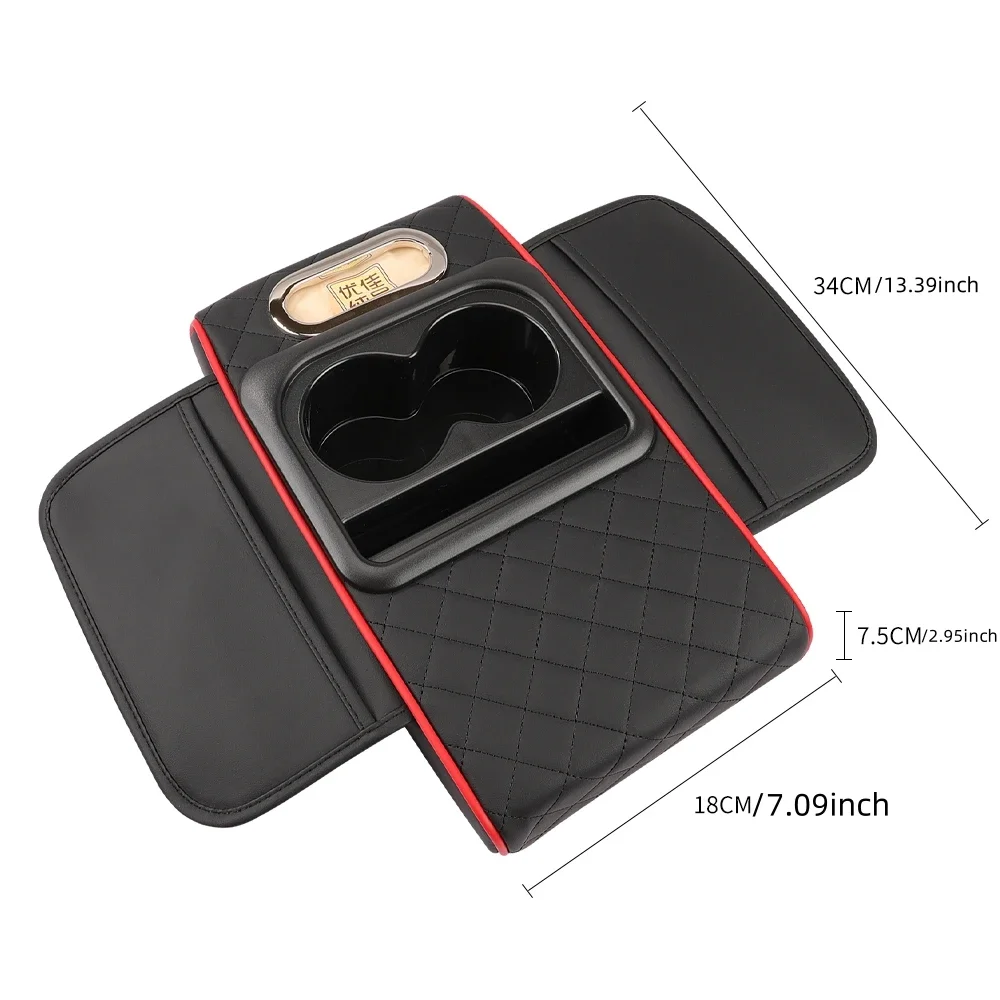 Multifunctional Car armrest pad Center Console Placement/tissue/cup/cell phone/foam armrest universal leather Leather cover