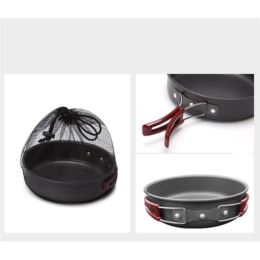 Outdoor Pan Frying Pan Portable Camping Pot Picnic Frying Pan Outdoor Cooking Ware Cooking Tools for Family (Black)