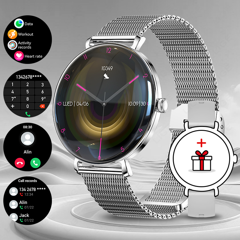 2025 Nowa moda Inteligentny zegarek Kobiety 1.43 '' AMOLED HD Wyświetlacz Bluetooth Połączenie Tętno Kobiety Zdrowie sport Kobiety Smartwatch Mężczyźni: SZARY