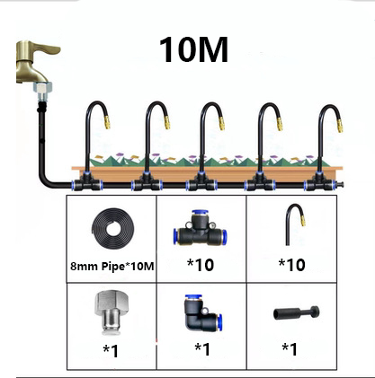 Sistema de enfriamiento de nebulización para Patio, Kit de pulverizador Universal de flexión libre, manguera de 8mm para riego de plantas de jardín, 5M-30M: Blanco