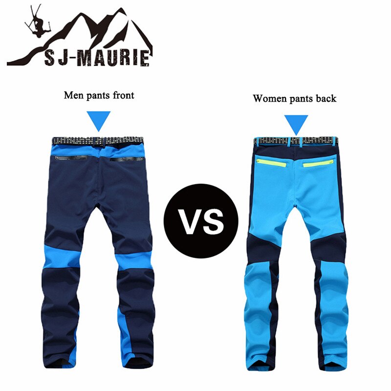 Outdoor Men Ski Trousers Skiing Pants Windproof Waterproof Thick Warm Fleece Softshell Pants for Skiing Climbing Trekking Hiking