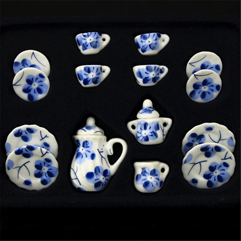 1:12 miniatur 15 stücke Porzellan Tee Tasse Set Chintz Blume Küche Geschirr Puppenhaus Möbel Spielzeug Für Kinder 19 Muster: SC0108