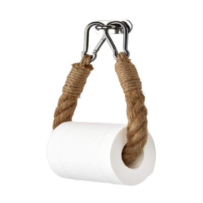 1 Pcs Hennep Touw Handdoek Toiletpapier Rolhouder Jute Rustieke Muur Gemonteerde Ijzer Opslag Planken Badkamer Benodigdheden
