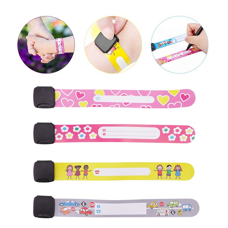 4Pcs/Set Children Outdoor Safe Anti-lost Wristband Safety Recognition Bracelet For Kids Adjustable Waterproof Wrist Strap