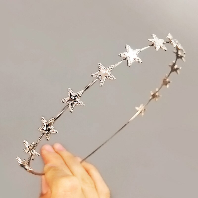 Metalen dameshoofdband met gouden zilveren ster, haarband voor vrouwen, bruiloft, meisjeshaarband, haaraccessoires, haarband
