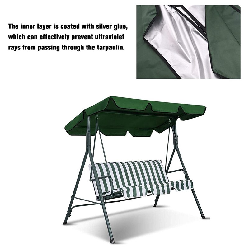 Udskiftning af svingloft, vandtæt gyngestol topdæksel sæde møbler holdbart materiale grøn 190 x 132 x 15 cm