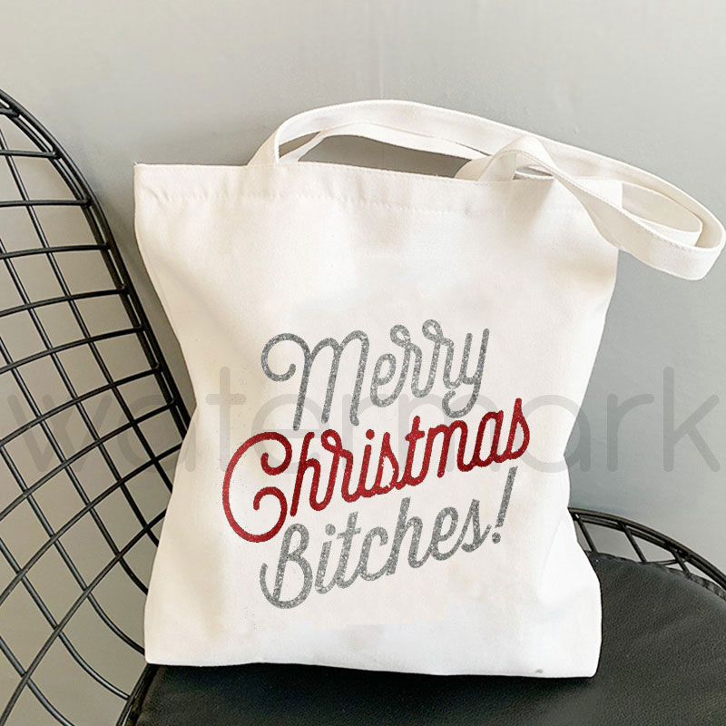 Shopper – sac à main Kawaii imprimé joyeux noël pour femmes, sac de Shopping en toile, fourre-tout pour filles, sac à bandoulière: vert militaire