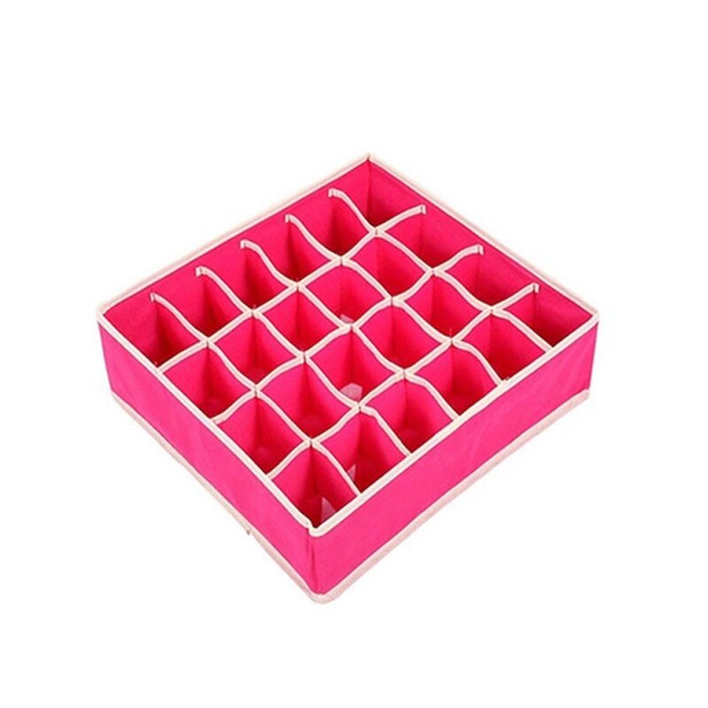 Underwear Bra Storage Box, Foldable Fabric Closet Organizer Drawer Closet Organizers Boxes for Underwear Scarves Socks Bra ect.: 1pcs RoseRed 24cells