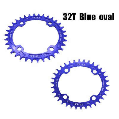 Sykkel kjedekrans 32t/34t/36t ruller oval smal avlet sykkel kjede hjul sykkel tilbehør front stjerne sykkel krone: 32t blå ovale