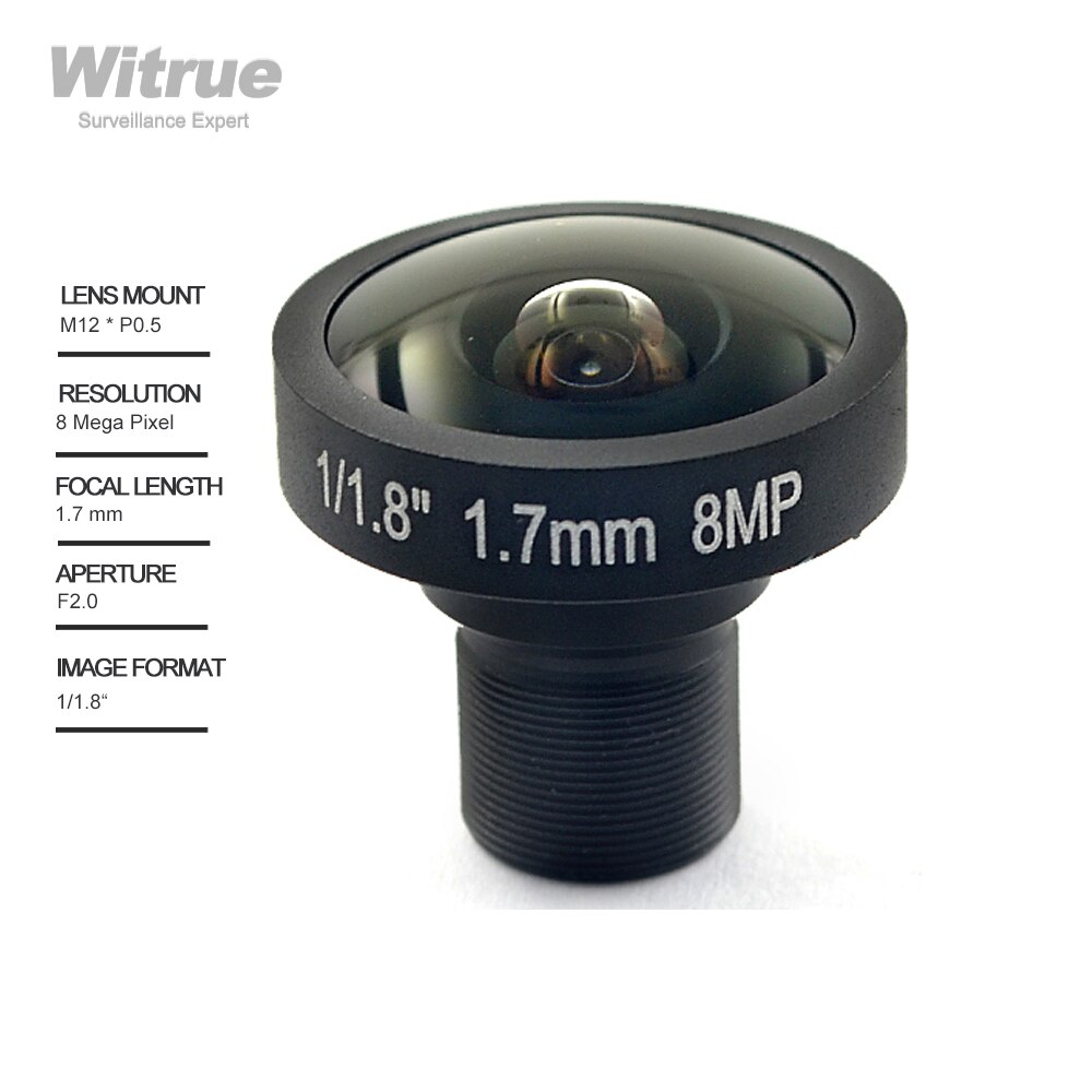 Witrue 4K CCTV Lens 8Megapixel Fisheye 1/1.8 Inch 185 Degree M12 Mount Lens 1.7mm For IMX178 Sensor 4K Camera