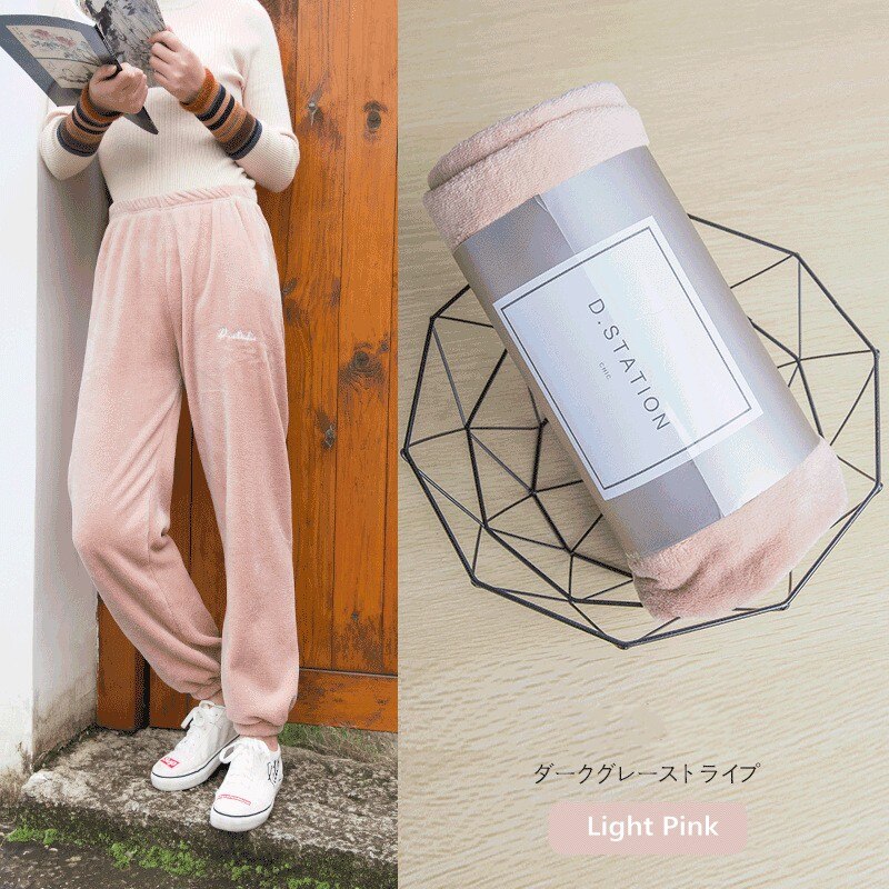 Korallen Samt schlaf hosen frauen Winter Schlafanzug Schlauch lässig weiche warme homewear hosen verlieren schlaf boden: Rosa / XL