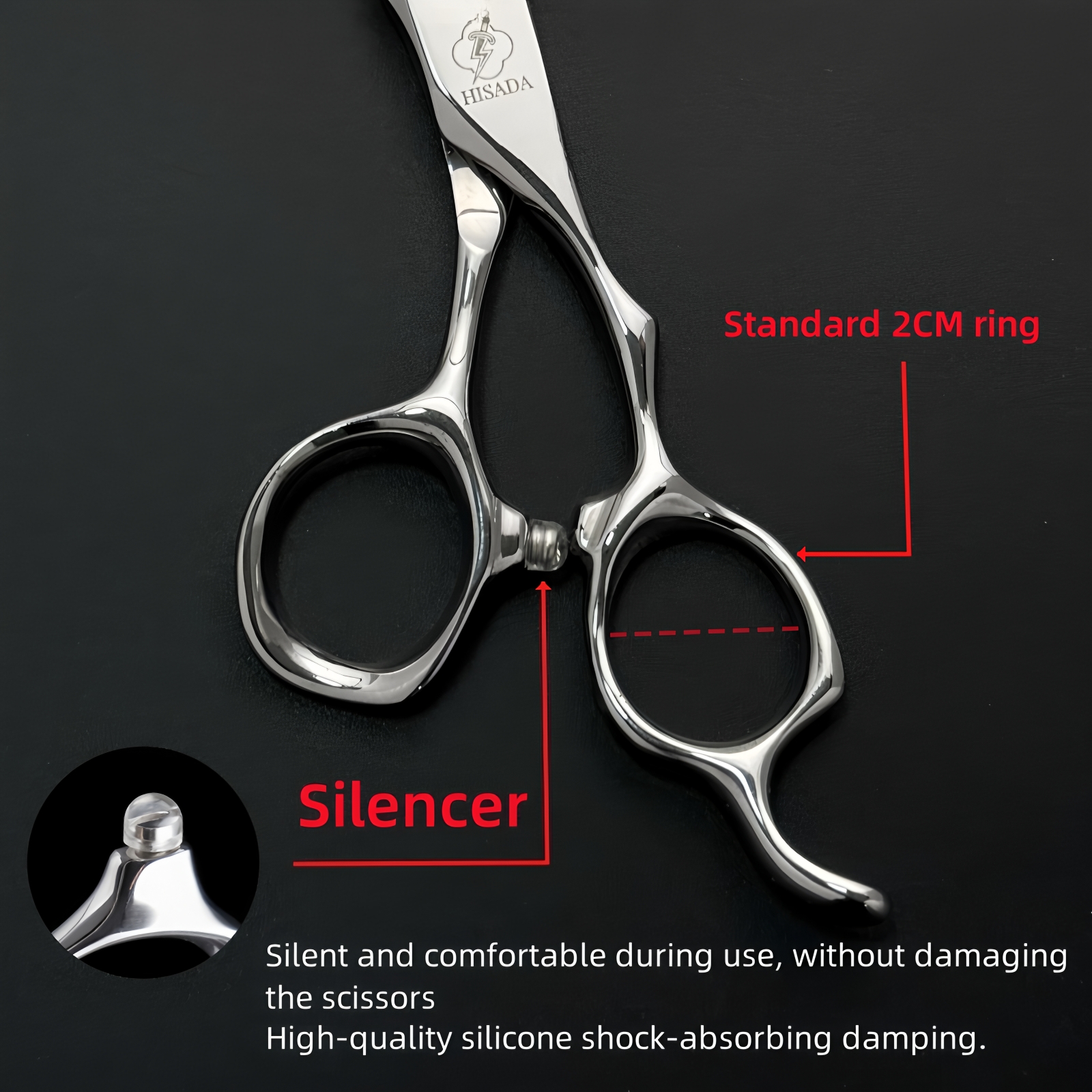 HISADA Highend Barber Zubehör Professionelle Friseurschere, 6,0 7,0 fortschrittliche Schere mit schwarzer Beschichtung, VG10 Kobaltstahl,