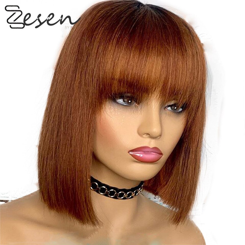 Zesen Kurze Haare Bob Gerade Perücke Synthetische 13*4 Spitze Vorne Perücke afrikanisch amerikanisch Perücken für Schwarze Frauen Hohe temperatur Faser