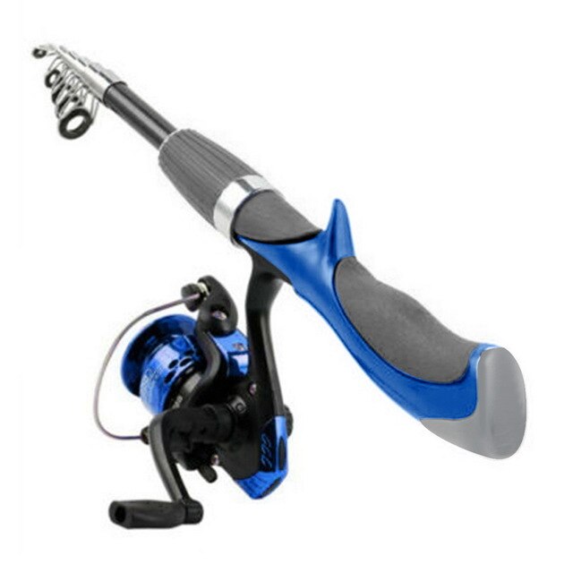 Fishing Rod and Reel Set Casting Fishing Rods Carbon Ultra Light Rod with Mini Spinning Reels Fishing Tackle Set: blue 2