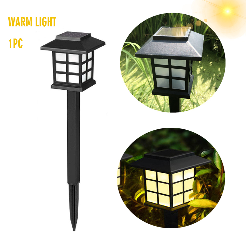 Luces solares para césped al aire libre, lámpara Retro en forma de casa, impermeable, decoración de patio y jardín, lámpara de noche insertada, luces de palacio pequeñas: Azul