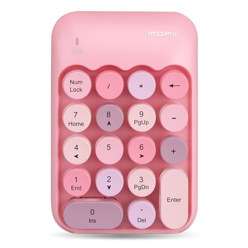 Wireless Tastatur Maus Kit für Notebook mit Freies Maus Pad 1600DPI Drahtlose Maus Retro Punk Bunte 84 Runde Schlüssel tastatur: a pink Number Pad