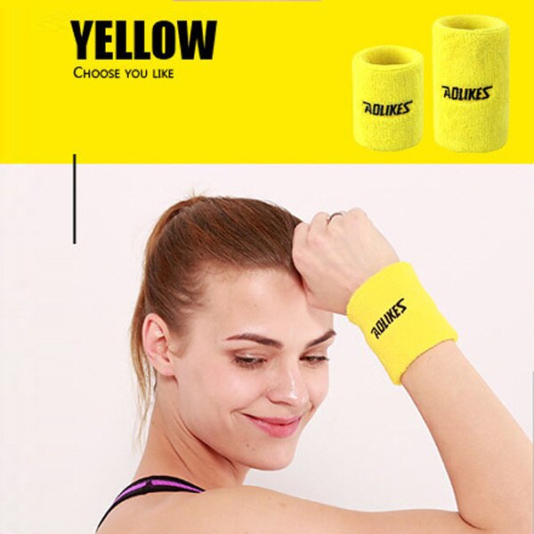 Men Women Sport Fitness Absorb Sweat Support Bracers Wrister Protector Exercise Running Power Soft Comfortable Cuff Wrist-band: Yellow