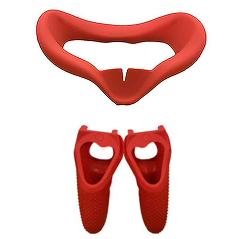 Zachte Anti-Zweet Anti-Lekkage Licht Blokkeren Oogmasker Cover Voor Oculus Quest Vr Headset Siliconen Gezicht Eye cover Beschermende Pad: 3pcs Red