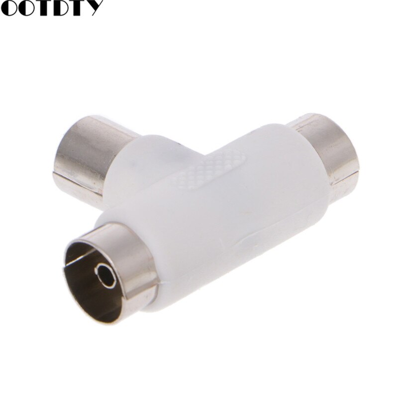 2 Way TV T Splitter Aerial Coaxial Cable Male to 2x Female Connectors Adapter