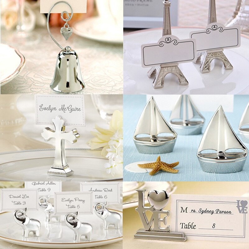 Nyhed sæde kortholder til bryllup harpiks / metal besked kortholder skrivebord foto holder