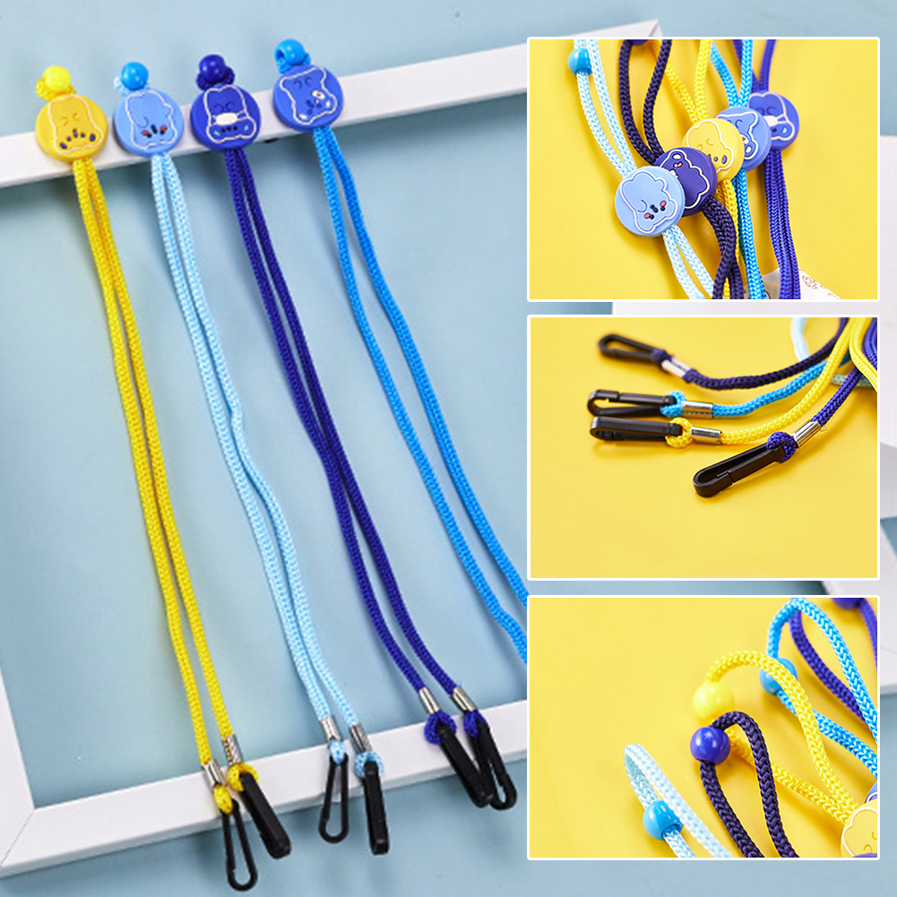 Cuerda elástica para colgar mascarillas, cordón ajustable para mascarillas, soporte para mascarillas, dos ganchos para niños