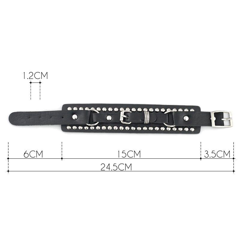 Pulseira de couro unissex punk rivet, pulseiras e braceletes góticos para homens e mulheres s331