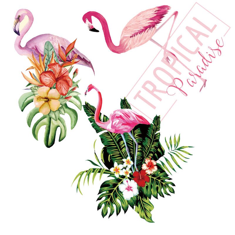 Flamingoer tøj stempling t-shirt æsker og tasker stempling miljø vand vaske etiket varmeoverførsel udskrivning