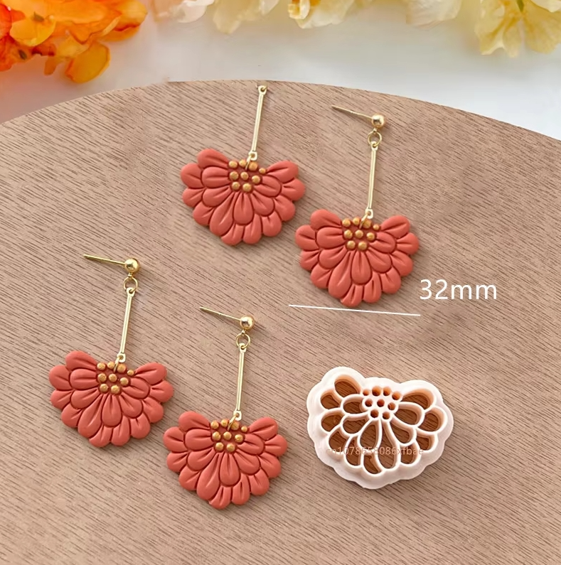 Nuevos cortadores de arcilla polimérica con forma de flor de primavera, arcilla colgante con forma Floral, pendientes DIY, joyería, fabricación de colgantes, herramientas de arcilla de cerámica: Chocolate