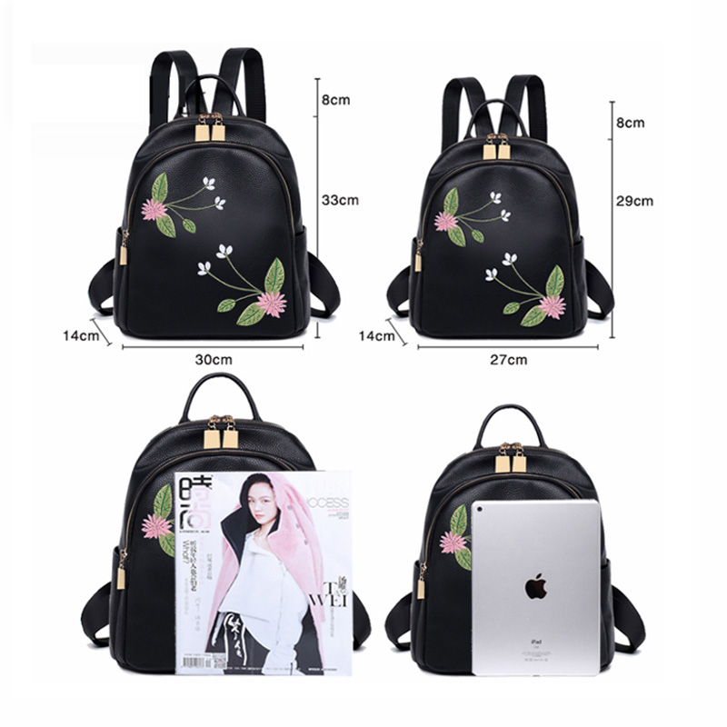Sacs à dos femmes sacs à bandoulière voyage décontracté PU National broderie sac d'école femmes sac à dos pour adolescentes