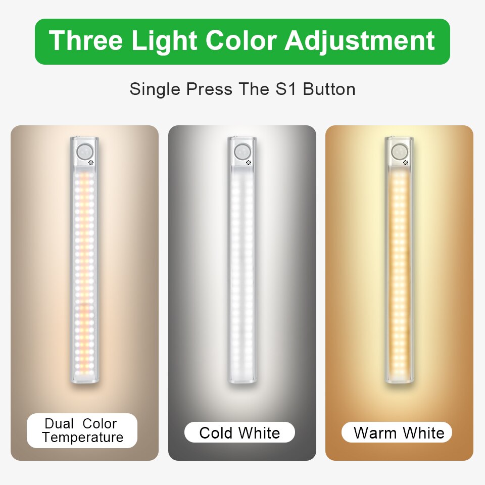 KeWL-luces LED con Sensor de movimiento PIR, lámpara de noche de armario para cocina, dormitorio, armario, retroiluminación, 160