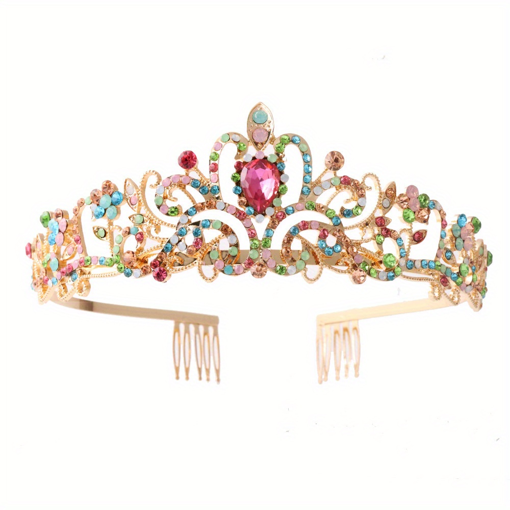 Bruiloft Haar Tiara Kristal Bruids Tiara Kroon Met Kam Strass Prom Diadeem Tiara En Kronen Bruids Bruiloft Haar Accessoires: Paars